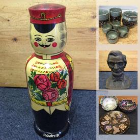 MaxSold Auction: This online auction features art pottery, collector plates, antique China, beer steins, Wedgwood teacups, children's DVD collection, Garden Decor, Comics, first nations water jug, John Perry dolphins, clown porcelain dolls, Trudeau teapot and much more!