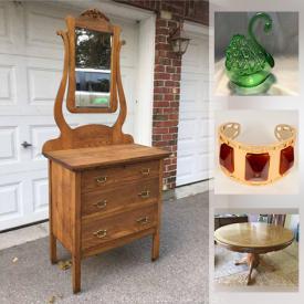 MaxSold Auction: This online auction features vintage jewelry, art glass, vintage books, art pottery, collectible spoons, oak pedestal table, nautical decor, vintage fishing equipment, vintage tools, hooked rugs, games, wooden ducks, original art, China and much more!