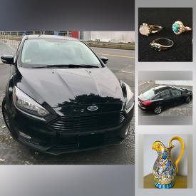 MaxSold Auction: his online auction features 2016 Ford Focus, collectibles such as Rosenthal porcelain, silver plate, vintage crystal, and military ephemera, furniture such as vintage loveseat, settee bench, pedestal table, and lighted china cabinet, jewelry such as diamond pendants, vintage and antique gold rings, vintage coral jewelry, and sterling silver, art such as framed prints, Kenmore sewing machine, electronics such as 40” Philips TV, 19” Sylvania TV, and Samsung Blu-Ray player, ceramics, office appliances, cut glass, garden tools, silverware, vintage barware decor, holiday decor, glassware, vintage international decor, small kitchen appliances, CDs and much more!