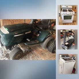 MaxSold Auction: This online auction features a lawn tractor and gardening equipment including rain barrels and fountains, sports equipment such as punching bag and treadmill, golf supplies, mobility items including wheelchair, leather couches and living and bedroom furniture including wood dressers, rugs, fridges and large kitchen appliances and laundry, collectible spoons and artwork and much more!