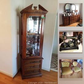 MaxSold Auction: This online auction features furniture such as a cabinet, bed frames, tables, chairs china cabinet and more, dinner service, lamps, crystal and glassware, typewriter, sewing machines, frames, artwork, Judaica items, Samovar, area rugs, kitchen items and much more!