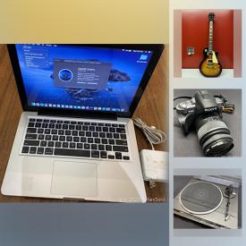 MaxSold Auction: This online auction features MacBook Pro, fitness gear, cameras, drawing tablet, castle bouncer, toddler roller coaster, new in open box electric fireplace, electric guitar, drones, jewellery, gaming controllers & headsets, pet supplies and much more!