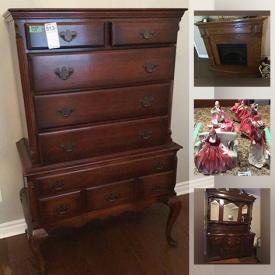 MaxSold Auction: This online auction features furniture such as an ornate cabinet, leather couch and chairs, walnut desk, armchair, coffee table, dining table and chairs, futon, bookcases, side table and more, lamps, coins, cleaning supplies, fireplace, freezer, VHS, books, walker, cookware, Royal Doulton and much more!