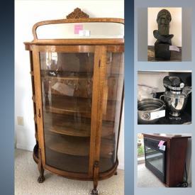 MaxSold Auction: This online auction features floor screen, blue leather furniture, milk glass, art glass, electric fireplace, stoneware, art pottery, small kitchen appliances, standing jewelry box, delft ceramics, teacups, office electronics, nutcrackers Teak furniture and much more!