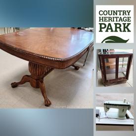 MaxSold Auction: This online auction features large landscaping boulders, Grey bricks, flagstones, antique plows, antique wagon wheels, metal signs, sewing machine, motorized sprayer, commercial printer and much more!