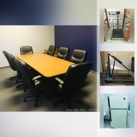 MaxSold Auction: This online auction features boardroom table, visitors chairs, antique filing cabinet, Mitsubishi projector, fridge, steel shelving office partition panel, industrial racking, industrial scale, electric stove, lateral exercise machine and much more!