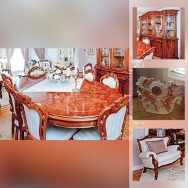 MaxSold Auction: This online auction features furniture such as a china cabinet, dining table, armchair, sofa, MCM side tables, cabinet and more, figurines, decor, wool rugs, Capodimonte, TV, crystal stemware, framed prints, clock and much more!