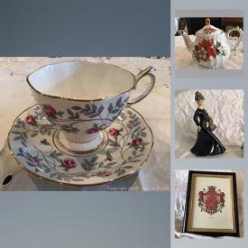 MaxSold Auction: This online auction features art glass, decorative teapot, McCoy vase, teacups, Bombay cake plates, orange glass, Bob Racine print, DVDs, washer & dryer, dishwasher, art pottery, baby gear and much more!