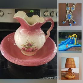 MaxSold Auction: This online auction features blow up Bouncy castle, Halloween costumes, Wii system & games, costume jewelry, vintage wooden lamp, Thinsulate boots, inflatable eye and much more!