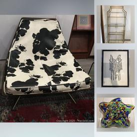 MaxSold Auction: This online auction features jewelry, artwork, collectibles, vintage items, decor, Persian carpet, mid-century Winnipeg chair, Danish Fransden lamp, Daum Nancy crystal frog, Paragon Victoriana Rose tea set, vintage soapstone, Regency brass fan, Murano glass, Robert held glass goblets, pyrex bowl, vases and much more.