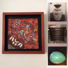 MaxSold Auction: This online auction features art pottery, art glass, antique milk can, mahogany furniture, porcelain magnolia, Aboriginal painting, accent eggs, Chinese lacquer vase and much more!