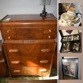 MaxSold Auction: This online auction features an antique grain scale, wicker shelf, dog ramp, vintage radio, sewing machine, nightstands, light, Christmas decor, Elvis collectibles, brass collectibles, Coleman stove, vintage dresser, old chairs and much more!