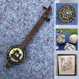 MaxSold Auction: his online auction features vintage boomerang, first edition books, vintage costume jewelry, Banjo, Wacom tablet, vintage postcards, vintage toys, craft supplies, antique spool bed, art pottery and much more!