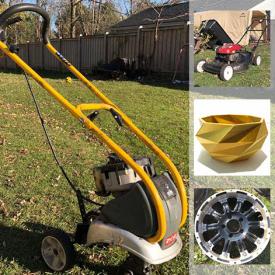 MaxSold Auction: This online auction features wheels and tires, vase, portable bbq, lawnmowers, workbench, lawn chair, skates, pump truck, coffee table, pool cue and balls, tiller, planters, massage cushion and much more!