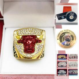 MaxSold Auction: This online auction features Sports Memorabilia to include autographed Jersey's, vintage baseball, hockey, football cards, photographs, rookie cards, inspired bowl rings, Tang Damascus steel knives and much more.