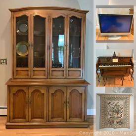 MaxSold Auction: This online auction features Drexel furniture, upright piano, tapestry, lamps, area rug, electronics, costume jewelry, vintage Pyrex, guitar, fishing gear, speakers, outdoor decor, outdoor furniture and much more!