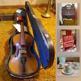 MaxSold Auction: This online auction features Egmond guitar, Orme piano and violins. MCM, vintage and antique furniture. Vintage electronics, model trains, sporting goods, vintage tools, foundry tools, crocks, wood stove and much more.