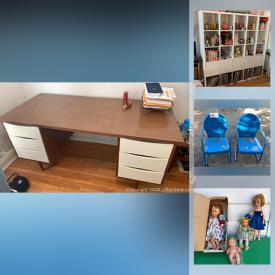 MaxSold Auction: This online auction features vintage desk, Ikea wall unit, Royal Daulton china, Canon Rebel camera, collectible dolls, books, games, buttons, holiday decorations. Black and Decker lawnmower and much more.