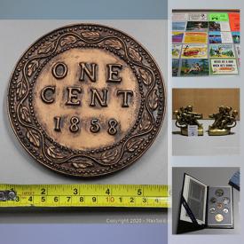 MaxSold Auction: This online auction features collectibles such as Canada and world coin collections, casino tokens, pinbacks, and postcards, vintage brass items, board games, photography equipment, costume jewelry, GE microwave, exercise equipment, stuffed animals, office supplies and much more!