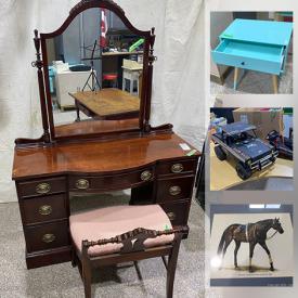 MaxSold Auction: This online auction features pet supplies, IKEA shelving, tools, small kitchen appliances, remote motorized cars, kid's crafts, kid's learning tools, electronics, desks, bunk beds, bar fridge, wood stove, sports equipment, rechargeable mugs and much more!