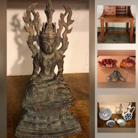 MaxSold Auction: This online auction features a collection of Asian decor and collectibles, including figurines, carvings, a carved jade Buddha prayer book, porcelain, vessels, censers, sports memorabilia and cards, furniture and much more!