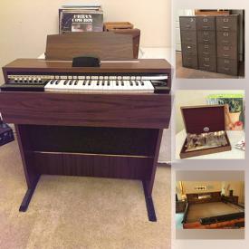 MaxSold Auction: This online auction features office electronics & supplies, Christmas lawn decorations, collectibles, small kitchen appliances, king size waterbed frame, vintage electric keyboard and much more!