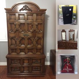 MaxSold Auction: This online auction features jewelry, furniture, collectibles, antique items, decor, kitchen appliances, Cleopatra bench, Armoire, food placemat, board games, Barbie, costume, footwear, Bbq Grill, quilts, books, baby item, vacuum and much more.