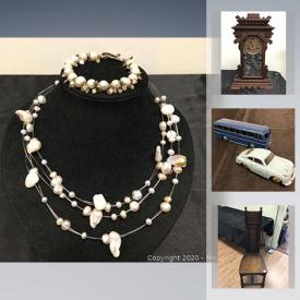 MaxSold Auction: This online auction features sterling silver cutlery, gold and silver jewelry, freshwater pearls, semi-precious stone jewelry, musical instruments, carnival glass, mantel clocks, coins, both Lladro and Royal Daulton figurines and much more.