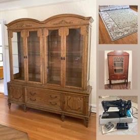 MaxSold Auction: This online auction features a dining room set, couch, kitchenware, bookcase, vanity desk, computer desk, a-frame ladder, runner rug, Singer sewing machine, glassware, framed prints, bed linens, laminate cabinet, storage cabinet, headboard, mirrors, bistro table and much more!