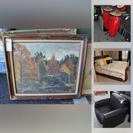 MaxSold Auction: This online auction features candy shop retail displays, hydraulic hairdressing chairs, salon hair dryer, cash register with Casio POS system, pewter and silver plate items, furniture such as mahogany king-size sleigh bed, oak bedside tables, and office chairs, table lamps, shelving units, poker table, wall art including vintage oil painting, and limited framed prints, wool rugs, office supplies, luggage, cabinets, instruments such as Zildjian cymbals and Cosmic Percussion drum set, dishware, small kitchen appliances, DVDs, electronics such as Insignia receiver, Altec speakers, and NIB Norcom recorder, Danby bar fridge and much more!