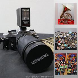 MaxSold Auction: This online auction features an accordion, french horn, cameras, Star Wars collectibles, Atari, Gameboys, Wii, I-phones, comics, coins, vinyl records, vintage electronics and much more.