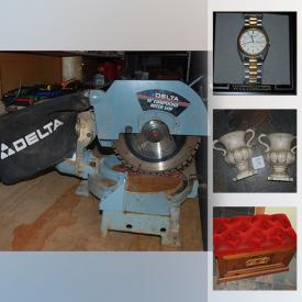 MaxSold Auction: This online auction features furniture, electronics, collectibles, Wittnauer watch, Warnock Hersey fireplace, miter saw, CD's and DVDs, China teacups, ceramic, wall sconces, cast iron chair, wooden chest, 1984 Avon beer stein, computer accessories, collectibles coins, black and decker hedge trimmer, cleaning material, books, dog items, outdoor items and much more.