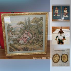 MaxSold Auction: This online auction features tapestries, shiatsu massager, porcelain knobs, camera case, carpets, wall-mounted rack, exercise equipment, tv surround sound speakers, pewter, stained glass, hooked rug, millefiori glass clock, artwork, Hummel, coolers, box, Lladro, brooches and much more!