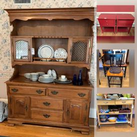 MaxSold Auction: This online auction features MCM Basset furniture, stairlift, small kitchen appliances, chest freezer, washer & dryer, power lift chair, TV, rugs, sleigh bed frame, pet supplies, yard tools, Adirondack chairs and much more!