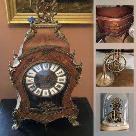 MaxSold Auction: This online auction features antique Clawfoot curio cabinet, Ethan Allen furniture, hand-woven wool rug, Asian window screen, Lladro figurines, mountain bike, Homelite chainsaw, vintage golf clubs, vintage table lamps, decorative kitchen roosters, Earth clock and much more!