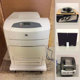 MaxSold Auction: This online auction features commercial printer, shelving units, speakers, Samsung Wifi speakers, Google voice kits, circuit accessories, new safety gear, computer equipment, streaming devices, audio equipment and much more!