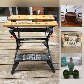 MaxSold Auction: This online auction features Murano glass, Doulton, vintage Anchor Hocking, vintage pyrex, vintage cigar boxes. Light fixtures, rainfall shower, wet tile saw, workbench, gardening, furniture, Pilates bench, darts, toys and much more.