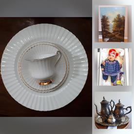 MaxSold Auction: This online auction features original art, art prints, needlepoint art, Christmas decorations, collectible dolls, Norman Rockwell collector plates, sculptures, Ikea furniture, Sewing machines, camera, electronics and much more.