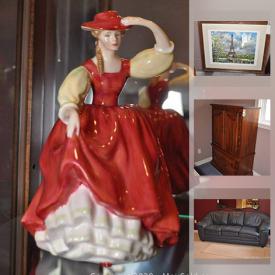 MaxSold Auction: This online auction features Royal Doulton, living room furniture including recliner and display cabinet, artwork, teacups, silver plate, and glassware, kitchen appliances, bedroom set and armoires, books, fridge and freezer, lighting and shelving and much more!