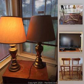 MaxSold Auction: This online auction features a dining table and chairs, small kitchen appliances, baskets, dishes and pans, mugs, chairs, glass coffee table, White House Christmas ornaments, silverplate, crystal, nightstand, bedframes, jewelry, wall art and much more!