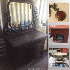 MaxSold Auction: This online auction features professionally framed artwork, antique leather table, vintage train, cedar chest, mink jacket, antique furniture, vintage games, blue mountain pottery, vintage collector Plates, sports collectibles, chainsaw and much more!!