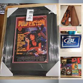 MaxSold Auction: This online auction features sports memorabilia, Hallmark sports collectibles, Signed Pulp Fiction Poster, vinyl records, beer signs, baseball advertising, art originals and prints, steins, political memorabilia, collector plates and much more.