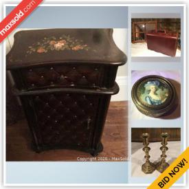 MaxSold Auction: This online auction features makeup, signed brass candlesticks, perfumes, brass items, Bayreuth cake plate, Tetley tea set, serenity pond, decor, curtains, concealment clock, chairs, royal memorabilia, Christmas decor, royal memorabilia, games, novelty items, humidor, dresses, vintage toys, cake plate and much more!