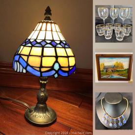 MaxSold Auction: This online auction features crystal, rug, jewelry, Wedgwood, plates and blows, dinnerware, Belleek, Tiffany-style lamps, Waterford, art, silverplated items, warmer tray, heater, decor, Kosta Boda and much more!