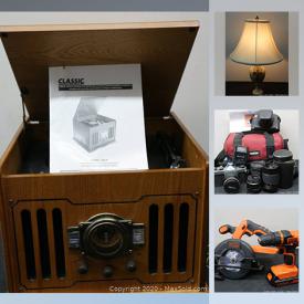 MaxSold Auction: This online auction features electronics such as Playstation VR, Sharp amplifier, and fog machine, power tools such as Black and Decker circular saw, Makita grinder, and DeWalt drill, table lamps, glassware, Halloween decor, golf clubs, DVDs, photography gear, outerwear, costume jewelry, framed prints and much more!