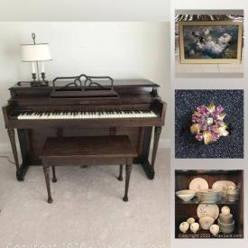 MaxSold Auction: This online auction features jewelry, artworks, furniture, collectibles, vintage upright piano, chinaware, crystal stemware, silverware, glassware, tea sets, ladies' shoes, VHS, CDs, DVDs, record player, vintage albums and much more.