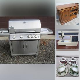 MaxSold Auction: This online auction features jewelry, furniture, small kitchen appliances, collectibles, vintage items, Royal Albert cups & saucers, books, BBQ grill, Samsung VCR, DVD player, Yakima Quick back rack, singer sewing machine, bookends, red lantern, panini grill, car accessories, cowboy hat, park bench, light fixtures, fishing rods, footwear, hand and electrical tools, gardening tools and much more.