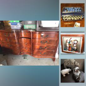 MaxSold Auction: This online auction features vintage dresser, John Deere pocket watch, vintage barbie lamp, copper pot, art pottery, Hockey collectibles, books, bar set,and much more!