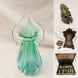 MaxSold Auction: This online auction features a spartan helmet, antique Tibetan bronze helmet, glass bowl, etching, prints, glass vases, clocks, liquor dispenser, prints, wood-framed mirror, carved jade dragon, chair, Bokhara rug, candlestick holders, wooden masks and much more!