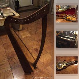 MaxSold Auction: This online auction features furniture such as a Karpen love seat, sofa, coffee table, chair and more, musical instruments such as an organ, harp, electric guitars, baby grand piano, decor, faux plants and much more!